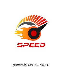 Speedometer logo design template. Speed race indicator icon vector 
