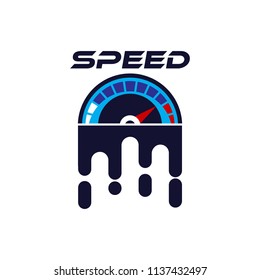 Speedometer logo design template. Speed race indicator icon vector 