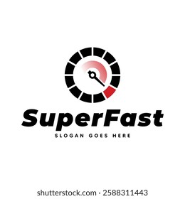 Speedometer logo design vector illustration isolated on white background.