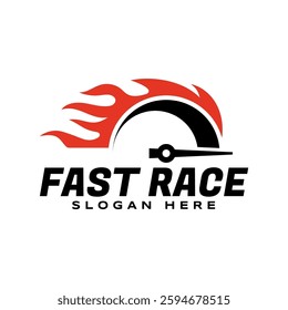 Speedometer logo design vector illustration isolated on white background.