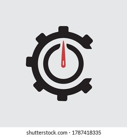 Speedometer logo with a gear shape suitable for automotive and corporate icons