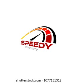 Speedometer Logo Icon Template Design. Speed Vector Illustration