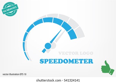 Speedometer logo icon vector illustration eps10. Isolated badge speedo flat design for website or app - stock graphics.