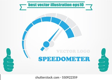 Speedometer logo icon vector illustration eps10. Isolated badge speedo flat design for website or app - stock graphics