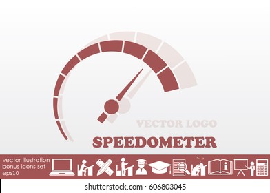 Speedometer logo icon vector illustration eps10. Isolated badge speedo flat design for website or app - stock graphics