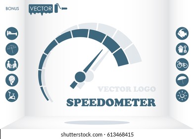 Speedometer logo icon vector illustration eps10. Isolated badge speedo flat design for website or app - stock graphics