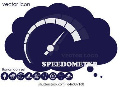 Speedometer logo icon vector illustration eps10. Isolated badge speedo flat design for website or app - stock graphics