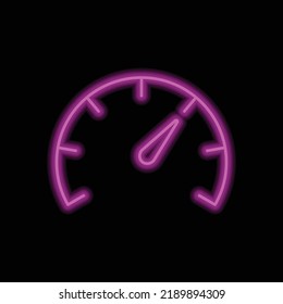 Speedometer logo simple icon vector. Flat design. Purple neon on black background.ai