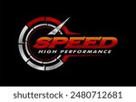 speedometer logo sticker design vector illustration isolated on black background