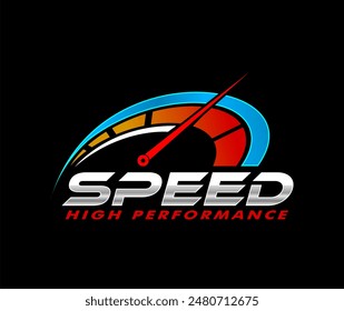 speedometer logo sticker design vector illustration isolated on black background