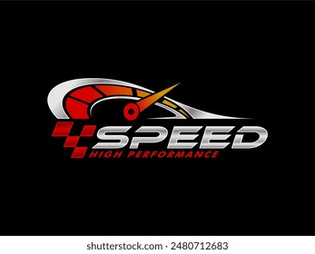 speedometer logo sticker design vector illustration isolated on black background