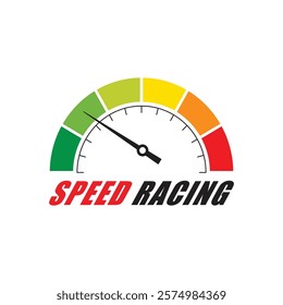 speedometer logo sticker design vector illustration isolated on black background