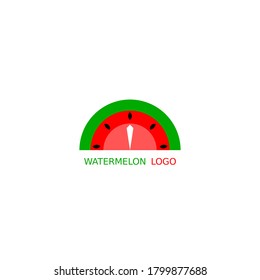 Speedometer logo. Watermelon logo. Watermelon speedometer illustration. Simple logo for watermelon business.