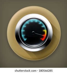 Speedometer long shadow vector icon