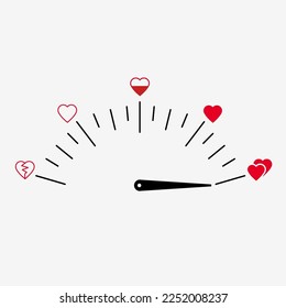 Speedometer of love. Heart sensor - Valentine's Day Art Print. - Valentine's Day Art Print. Valentine's day template or background for Love and Valentine's day concept