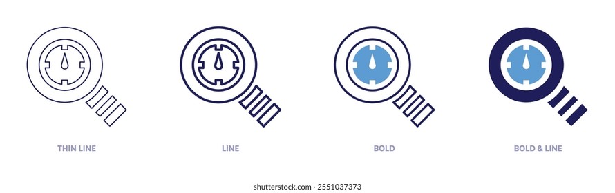 Speedometer maintenance icon in 4 different styles. Thin Line, Line, Bold, and Bold Line. Duotone style. Editable stroke.