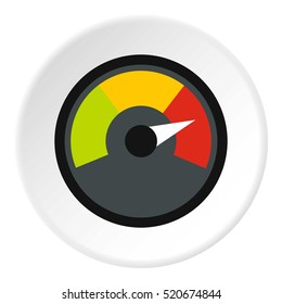 Speedometer at maximum speed icon. Flat illustration of speedometer at maximum speed vector icon for web