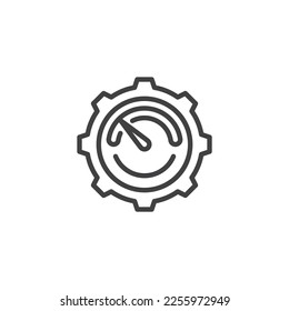 Speedometer measure line icon. linear style sign for mobile concept and web design. Performance gauge outline vector icon. Symbol, logo illustration. Vector graphics