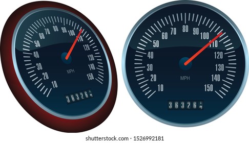Speedometer miles isolated on white background. illustration vector