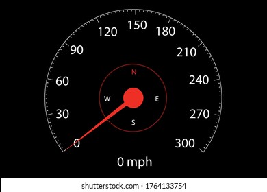 speedometer of modern cars that shows up to 300 mph 