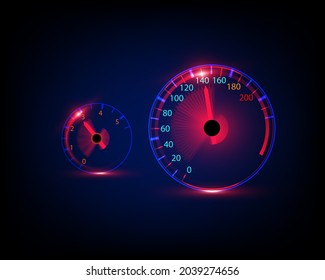 Speedometer movement with car background illustration