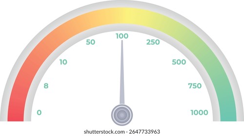 Speedometer multicolored Internet Speed icon isolated on transparent background. Futuristic speedometer of data transmission with grey arrow concept for web design. Illustration, vector. Isolated.