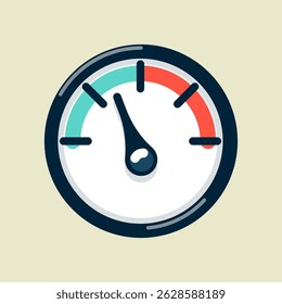 Speedometer needle indicates low output cartoon flat design illustration