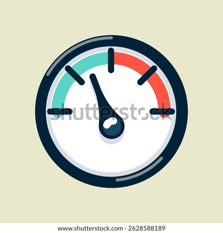 Speedometer needle indicates low output cartoon flat design illustration