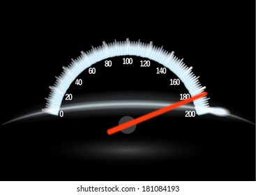 Speedometer night. The concept of speed, motion, risk.  
