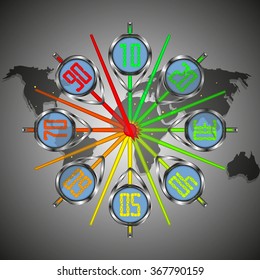 speedometer on the background of the Earth, blue