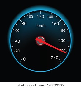 Speedometer on black background (vector illustration)