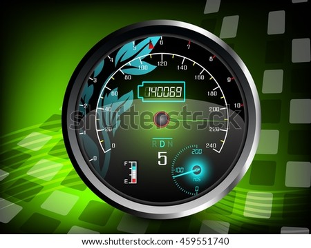 The speedometer on a green color background.Vector