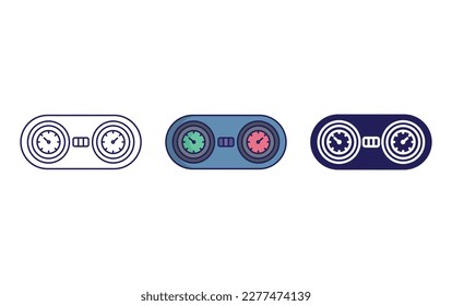 Speedometer outline and solid vector icon
