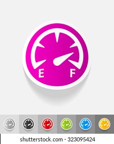 speedometer paper sticker with shadow. Vector illustration
