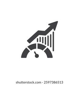 Speedometer with a performance bar vector icon. filled flat sign for mobile concept and web design. Efficiency Metrics glyph icon. Measuring optimization symbol, logo illustration. Vector graphics
