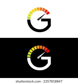 speedometer and performance logo for automotive, vector