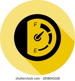 speedometer, petrol icon in long shadow style
