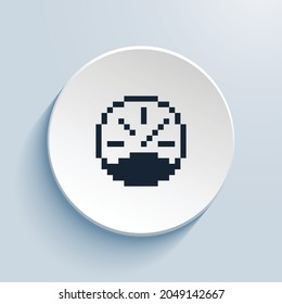 Pixelbild-Design des Tachometers Circle-Form im Button-Stil einzeln auf weißem Hintergrund. Vektorgrafik