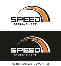 speedometer for racing event logo design vector illustration