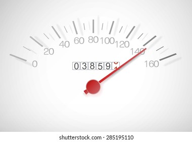 Speedometer with a red arrow almost at top speed