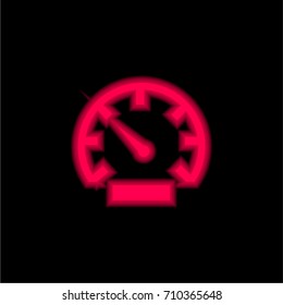 Speedometer red glowing neon ui ux icon. Glowing sign logo vector