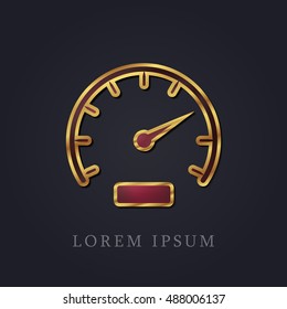 Speedometer Red Ruby with Golden Frame Precious Jewellery Icon / Logo Design
