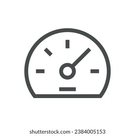 Esquema de icono del velocímetro y vector lineal.