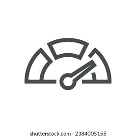 Esquema de icono del velocímetro y vector lineal.