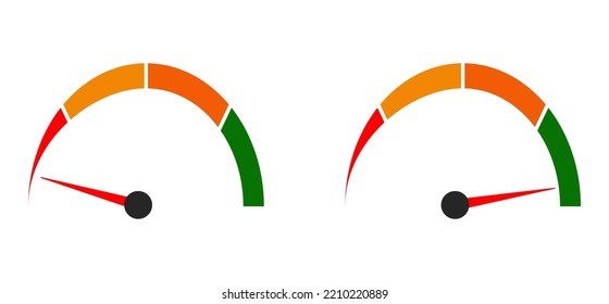 Icono de velocímetro o satisfacción sobre fondo blanco. ilustración vectorial. EPS 10.