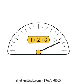 Speedometer scoring high speed. Thin line vector illustration of fast movement.