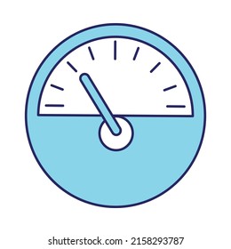 Speedometer semi flat color vector element. Full sized object on white. Odometer. Distance indicator. Speed measurement simple cartoon style illustration for web graphic design and animation