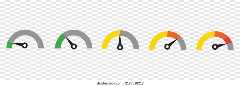 Conjunto de velocímetro con flechas que muestran el diseño del vector de velocidad. Plantilla moderna de diseño de iconos vectoriales