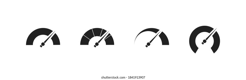 Speedometer set black icon. Isolated vector illustration.