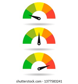 Speedometer set of icon colorful info-graphic in flat style vector illustration. EPS 10